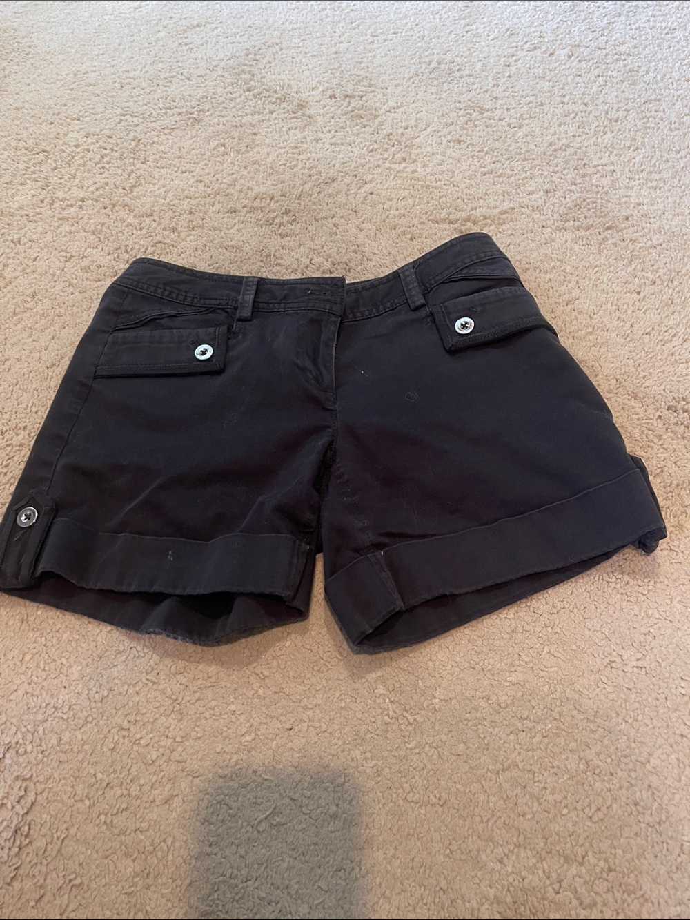 White House Black Market Black Cuffed Utility Shorts
